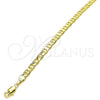 Oro Laminado Basic Anklet, Gold Filled Style Mariner and Mariner Design, Polished, Golden Finish, 5.222.025.10 (100 Gauge, 04 MM Thickness, 10 Inches Length)