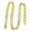 Oro Laminado Basic Anklet, Gold Filled Style Mariner and Mariner Design, Polished, Golden Finish, 5.222.025.10 (100 Gauge, 04 MM Thickness, 10 Inches Length)
