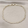 Oro Laminado Basic Anklet, Gold Filled Style Mariner and Mariner Design, Polished, Golden Finish, 5.222.025.10 (100 Gauge, 04 MM Thickness, 10 Inches Length)