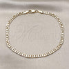 Oro Laminado Basic Anklet, Gold Filled Style Mariner and Mariner Design, Polished, Golden Finish, 5.222.025.10 (100 Gauge, 04 MM Thickness, 10 Inches Length)