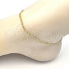Oro Laminado Basic Anklet, Gold Filled Style Figaro Design, Polished, Golden Finish, 5.222.017.10 (0.80 Gauge, 03 MM Thickness, 10 Inches Length)