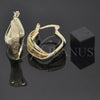 Oro Laminado Small Hoop, Gold Filled Style Twist and Flower Design, Diamond Cutting Finish, Golden Finish, 5.156.003