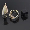 Oro Laminado Medium Hoop, Gold Filled Style Twist and Turtle Design, Diamond Cutting Finish, Tricolor, 5.156.009