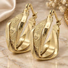 Oro Laminado Small Hoop, Gold Filled Style Heart Design, Diamond Cutting Finish, Golden Finish, 5.156.010