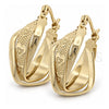 Oro Laminado Small Hoop, Gold Filled Style Heart Design, Diamond Cutting Finish, Golden Finish, 5.156.010