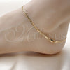 Oro Laminado Basic Anklet, Gold Filled Style Curb Design, Polished, Golden Finish, 5.222.007.10 (0.80 Gauge, 03 MM Thickness, 10 Inches Length)