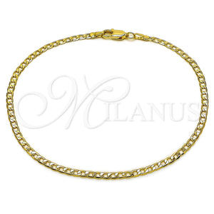 Oro Laminado Basic Anklet, Gold Filled Style Curb Design, Polished, Golden Finish, 5.222.007.10 (0.80 Gauge, 03 MM Thickness, 10 Inches Length)