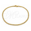 Oro Laminado Basic Anklet, Gold Filled Style Curb Design, Polished, Golden Finish, 5.222.007.10 (0.80 Gauge, 03 MM Thickness, 10 Inches Length)