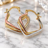 Oro Laminado Small Hoop, Gold Filled Style Spiral Design, Diamond Cutting Finish, Tricolor, 5.156.015