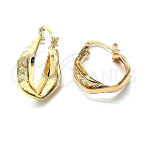 Oro Laminado Small Hoop, Gold Filled Style Twist Design, Polished, Golden Finish, 5.156.020
