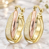 Oro Laminado Medium Hoop, Gold Filled Style Twist and Turtle Design, Diamond Cutting Finish, Tricolor, 5.156.021