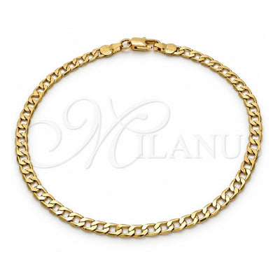 Oro Laminado Basic Anklet, Gold Filled Style Curb Design, Polished, Golden Finish, 5.222.005.10 (120 Gauge, Thickness, 10 Inches Length)