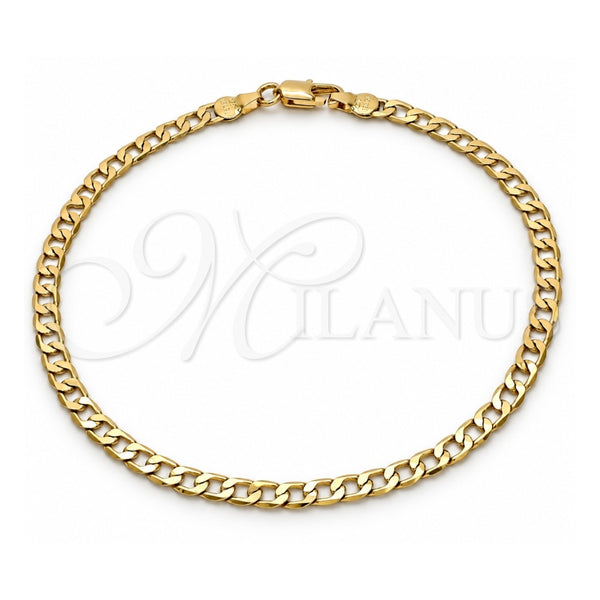 Oro Laminado Basic Anklet, Gold Filled Style Curb Design, Polished, Golden Finish, 5.222.005.10 (120 Gauge, Thickness, 10 Inches Length)