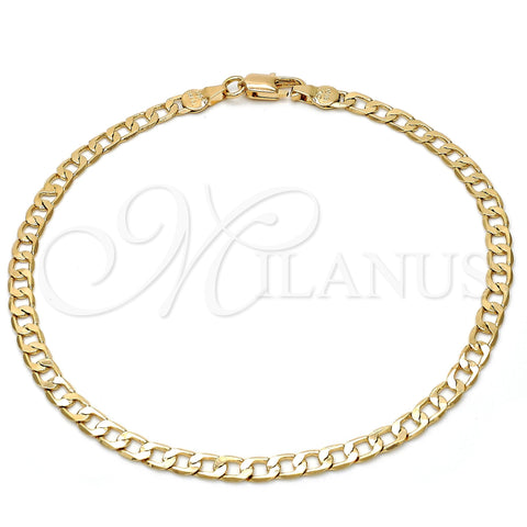 Oro Laminado Basic Anklet, Gold Filled Style Curb Design, Polished, Golden Finish, 5.222.005.10 (120 Gauge, Thickness, 10 Inches Length)