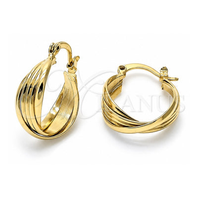 Oro Laminado Small Hoop, Gold Filled Style Twist Design, Polished, Golden Finish, 5.157.023