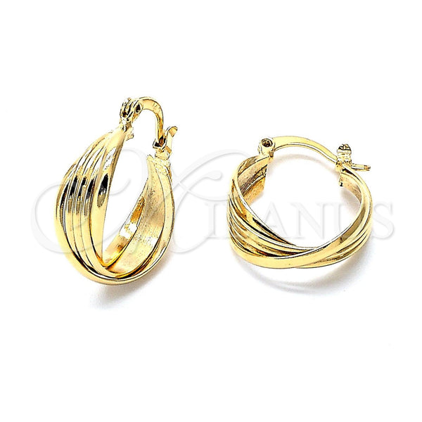 Oro Laminado Small Hoop, Gold Filled Style Twist Design, Polished, Golden Finish, 5.157.023