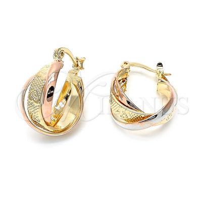 Oro Laminado Small Hoop, Gold Filled Style Diamond Cutting Finish, Tricolor, 5.157.024 for wholesale, main product view