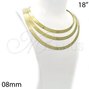 Oro Laminado Basic Necklace, Gold Filled Style Herringbone Design, Polished, Golden Finish, 04.63.1165.18 (08 MM Thickness, 18 Inches Length)