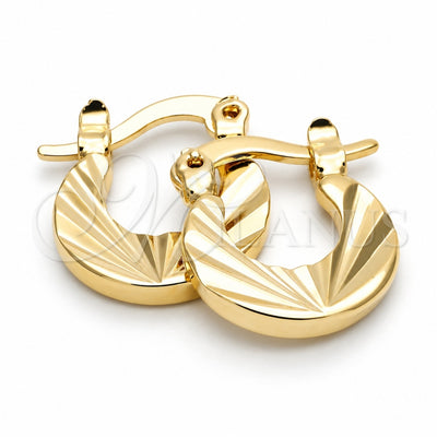 Oro Laminado Small Hoop, Gold Filled Style Diamond Cutting Finish, Golden Finish, 5.157.033
