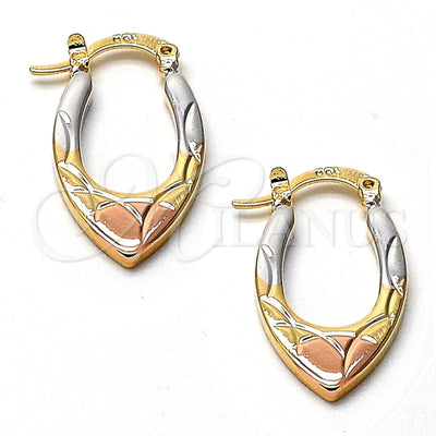 Oro Laminado Small Hoop, Gold Filled Style Diamond Cutting Finish, Tricolor, 5.158.037 for wholesale, main product view
