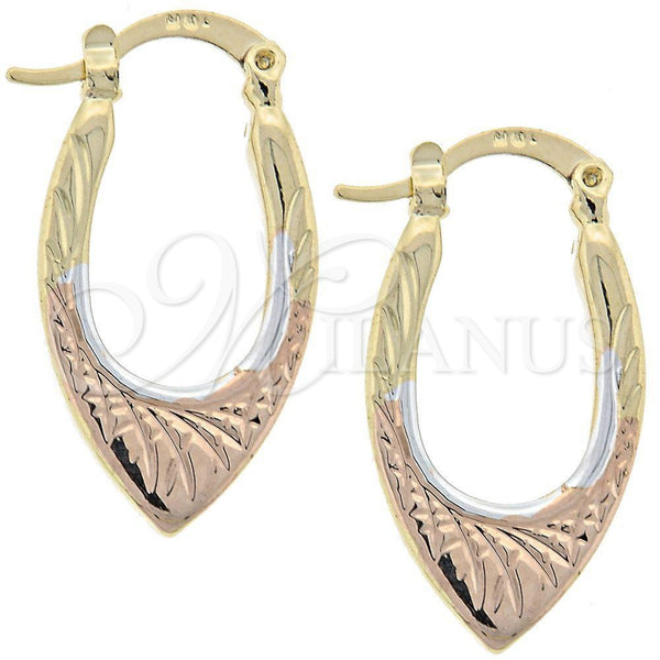 Oro Laminado Small Hoop, Gold Filled Style Diamond Cutting Finish, Tricolor, 5.158.042