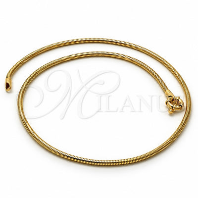 Oro Laminado Basic Necklace, Gold Filled Style Rat Tail Design, Polished, Golden Finish, 5.160.039 (02 MM Thickness, 18 Inches Length)