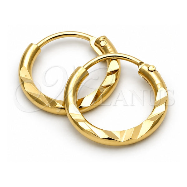 Oro Laminado Children Hoop, Gold Filled Style Diamond Cutting Finish, Golden Finish, 5.159.102.1