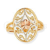 Oro Laminado Elegant Ring, Gold Filled Style Flower and Filigree Design, Diamond Cutting Finish, Tricolor, 5.175.009.07 (Size 7)