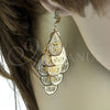 Oro Laminado Chandelier Earring, Gold Filled Style Teardrop Design, with White Cubic Zirconia, Diamond Cutting Finish, Golden Finish, 5.069.003.1