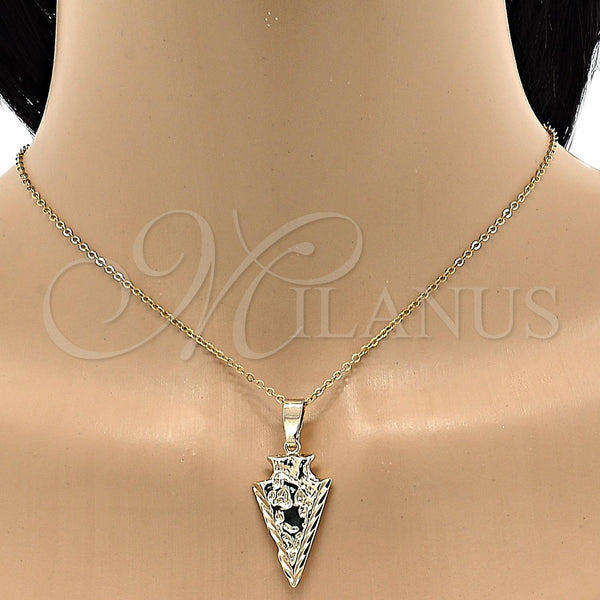 Oro Laminado Fancy Pendant, Gold Filled Style Diamond Cutting Finish, Golden Finish, 5.179.031