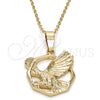 Oro Laminado Fancy Pendant, Gold Filled Style Eagle Design, Diamond Cutting Finish, Golden Finish, 5.180.003