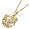 Oro Laminado Fancy Pendant, Gold Filled Style Eagle Design, Diamond Cutting Finish, Golden Finish, 5.180.003
