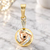 Oro Laminado Fancy Pendant, Gold Filled Style Bamboo Design, Diamond Cutting Finish, Tricolor, 5.180.033