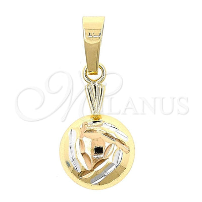 Oro Laminado Fancy Pendant, Gold Filled Style Bamboo Design, Diamond Cutting Finish, Tricolor, 5.180.033 for wholesale, main product view