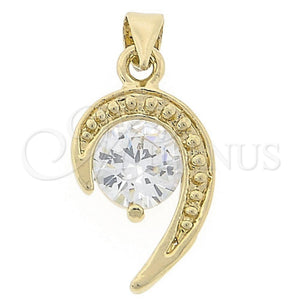 Oro Laminado Fancy Pendant, Gold Filled Style with White Cubic Zirconia, Polished, Golden Finish, 5.181.009