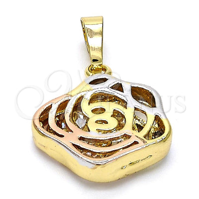 Oro Laminado Fancy Pendant, Gold Filled Style Flower Design, Matte Finish, Tricolor, 5.181.013