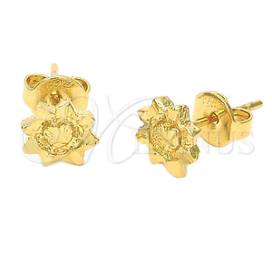 Oro Laminado Stud Earring, Gold Filled Style Flower Design, Polished, Golden Finish, 02.94.0016 *PROMO*