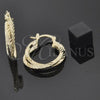 Oro Laminado Small Hoop, Gold Filled Style Twist Design, Diamond Cutting Finish, Golden Finish, 5.136.045