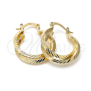 Oro Laminado Small Hoop, Gold Filled Style Twist Design, Diamond Cutting Finish, Golden Finish, 5.136.045