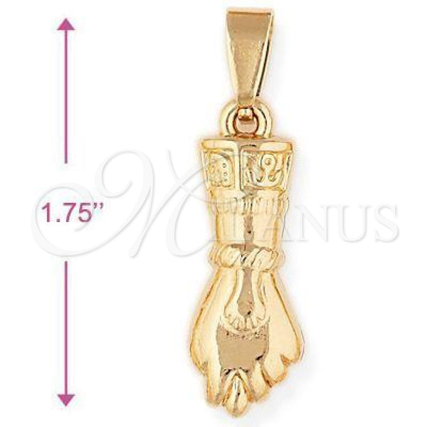 Oro Laminado Religious Pendant, Gold Filled Style Hand of God Design, Polished, Golden Finish, 5.182.017