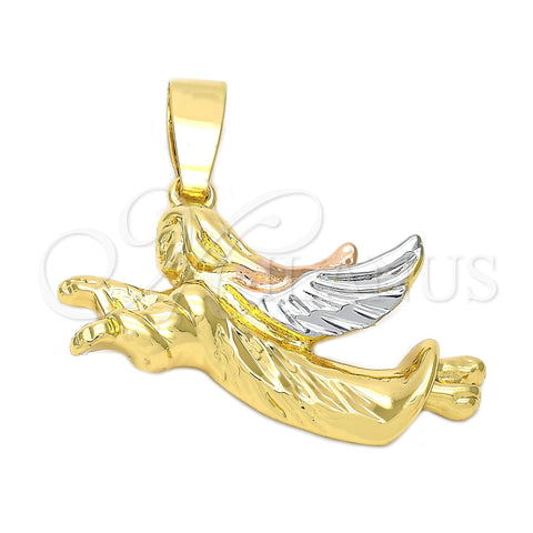 Oro Laminado Religious Pendant, Gold Filled Style Cross Design, Diamond Cutting Finish, Tricolor, 5.182.029