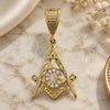 Oro Laminado Religious Pendant, Gold Filled Style Judaica and Star of David Design, with White Cubic Zirconia, Polished, Golden Finish, 5.187.018
