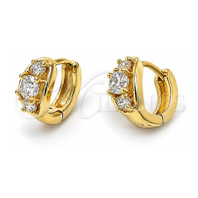 Oro Laminado Huggie Hoop, Gold Filled Style with White Cubic Zirconia, Polished, Golden Finish, 5.130.006.1