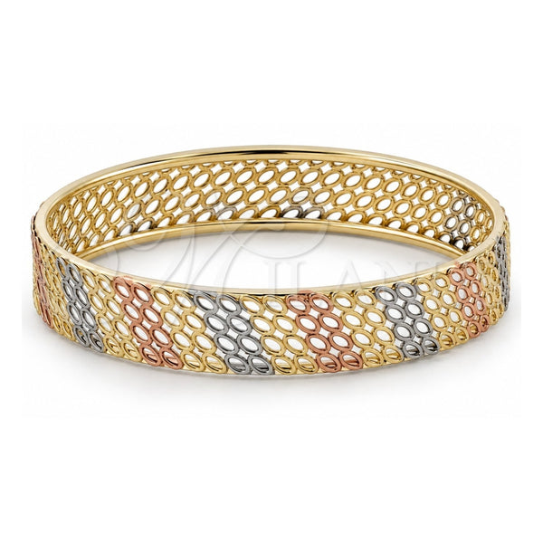 Oro Laminado Individual Bangle, Gold Filled Style Polished, Tricolor, 07.54.0004.05 (04 MM Thickness, One size fits all)