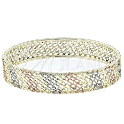 Oro Laminado Individual Bangle, Gold Filled Style Polished, Tricolor, 07.54.0004.05 (04 MM Thickness, One size fits all)