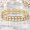 Oro Laminado Individual Bangle, Gold Filled Style Flower Design, Diamond Cutting Finish, Tricolor, 07.54.0006.06 (13 MM Thickness, Size 6 (2.75 Diameter))