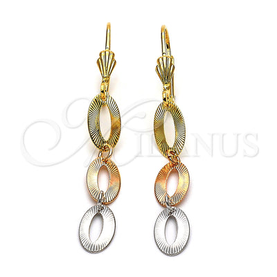 Oro Laminado Long Earring, Gold Filled Style Diamond Cutting Finish, Tricolor, 02.63.2140 for wholesale, main product view