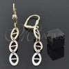 Oro Laminado Long Earring, Gold Filled Style Matte Finish, Tricolor, 02.63.2148