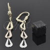 Oro Laminado Long Earring, Gold Filled Style Teardrop Design, Diamond Cutting Finish, Tricolor, 02.63.2150