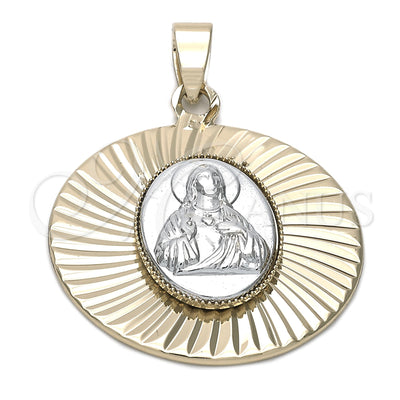 Oro Laminado Religious Pendant, Gold Filled Style Sagrado Corazon de Jesus Design, Diamond Cutting Finish, Two for wholesale, main product view